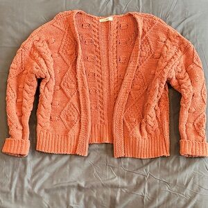 Moon & Madison Cable Knit Cardigan - Burnt Orange